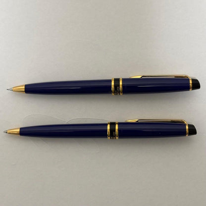 WATERMAN deep blue ballpoint pen and mechanical pencil set with gold accents