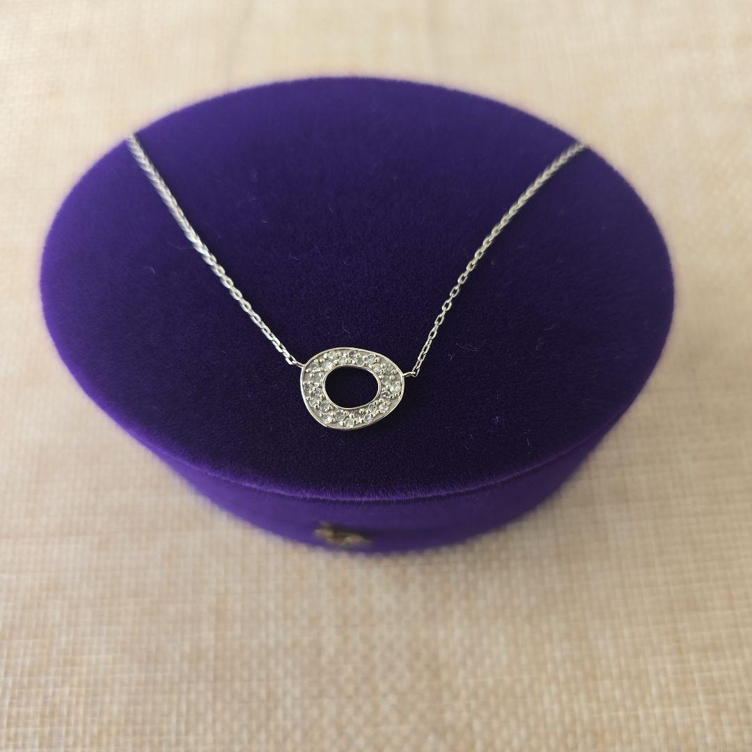 Agete platinum diamond necklace with 0.129 carat diamonds on a 40 cm adjustable chain