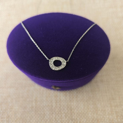 Agete platinum diamond necklace with 0.129 carat diamonds on a 40 cm adjustable chain