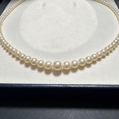 MIKIMOTO Akoya Pearl Necklace with 7.5 mm graduated pearls, high luster, and included presentation box
