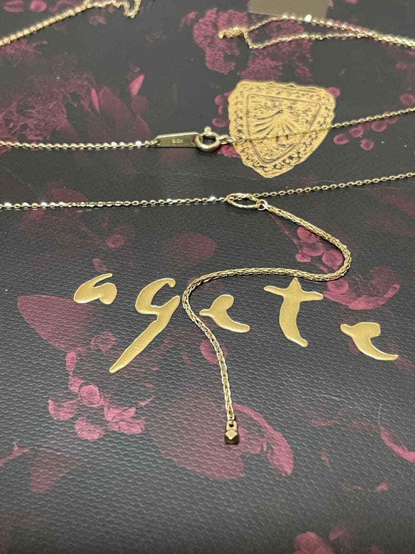 Agete K10 design long necklace 2000mm length elegant gold jewelry piece