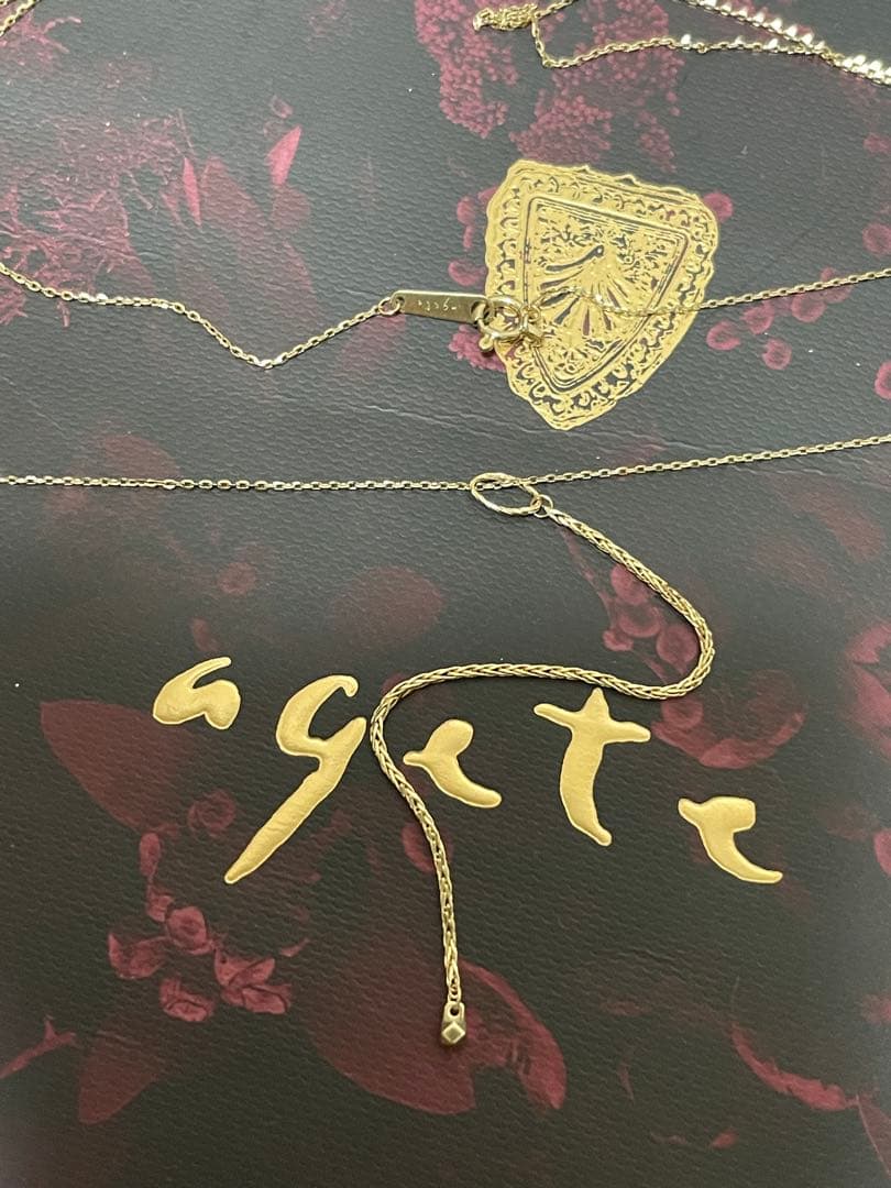 Agete K10 design long necklace 2000mm length elegant gold jewelry piece