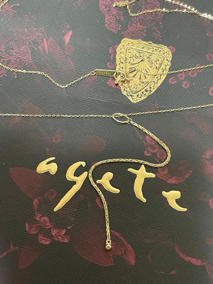 Agete K10 design long necklace 2000mm length elegant gold jewelry piece