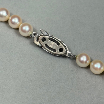 Akoya pearl necklace with 6.5-7mm white pearls on a silver chain about 43cm long