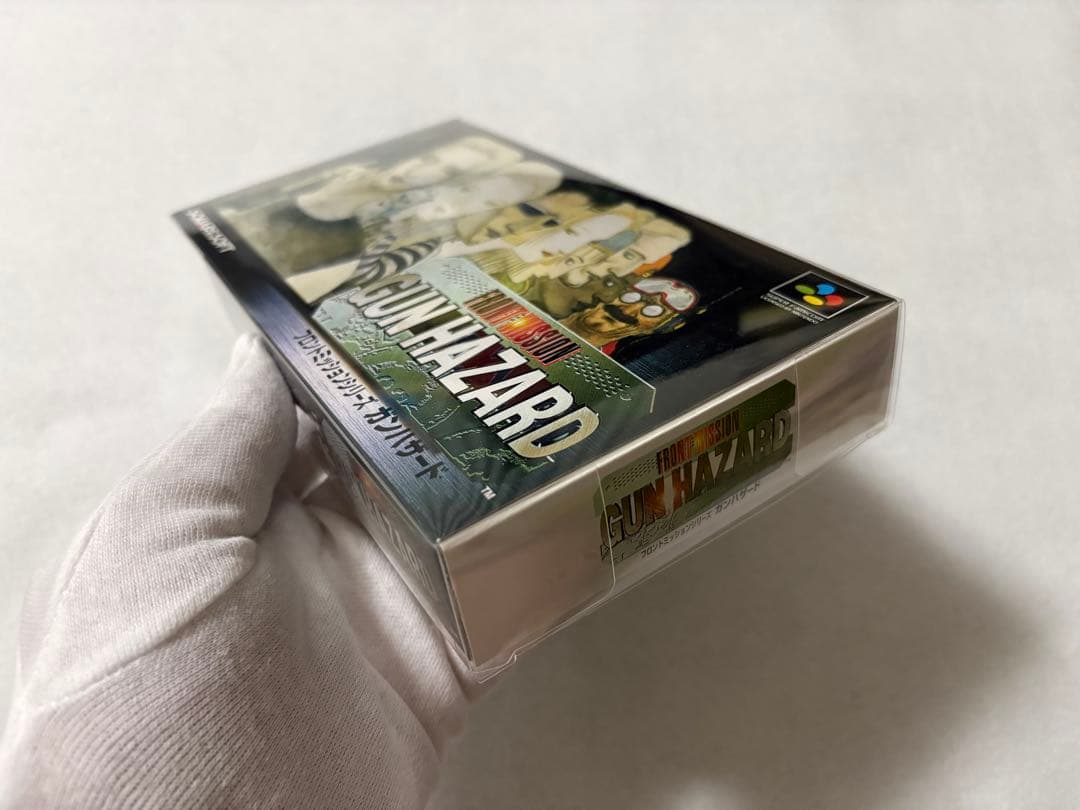 Front Mission Gun Hazard Super Nintendo Entertainment System unopened game box showing front cover art