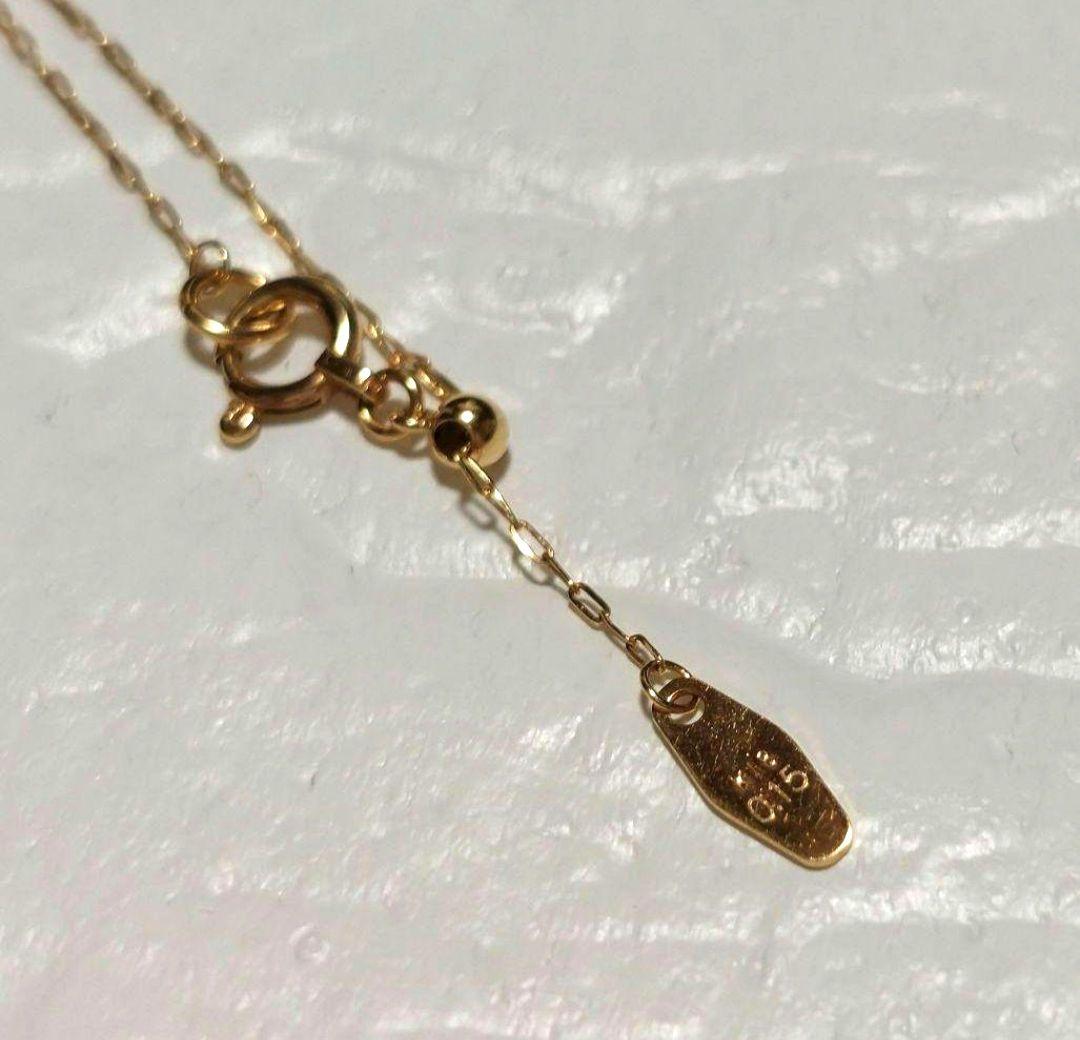 agete 0.15ct K18 gold diamond pendant necklace with link chain on white background