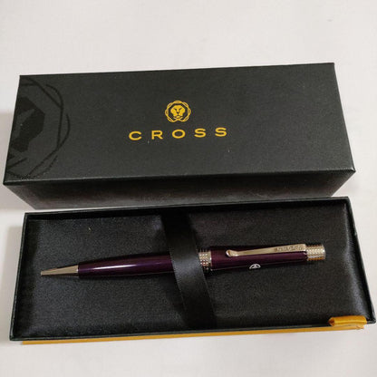 Cross Bovally ballpoint pen in purple with black ink shown on white background
