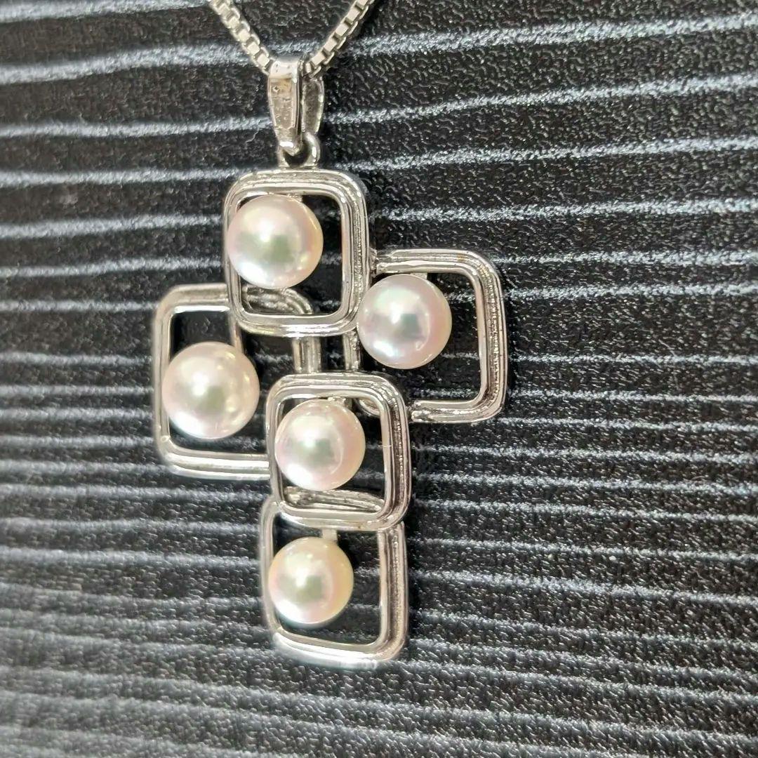 MIKIMOTO 5-row Acoya genuine pearl necklace with 0.5mm pearls and 42cm silver chain