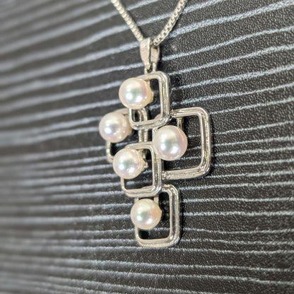 MIKIMOTO 5-row Acoya genuine pearl necklace with 0.5mm pearls and 42cm silver chain