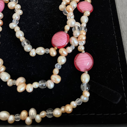 Freshwater pearl and Venetian necklace set with matching earrings used once for celebration