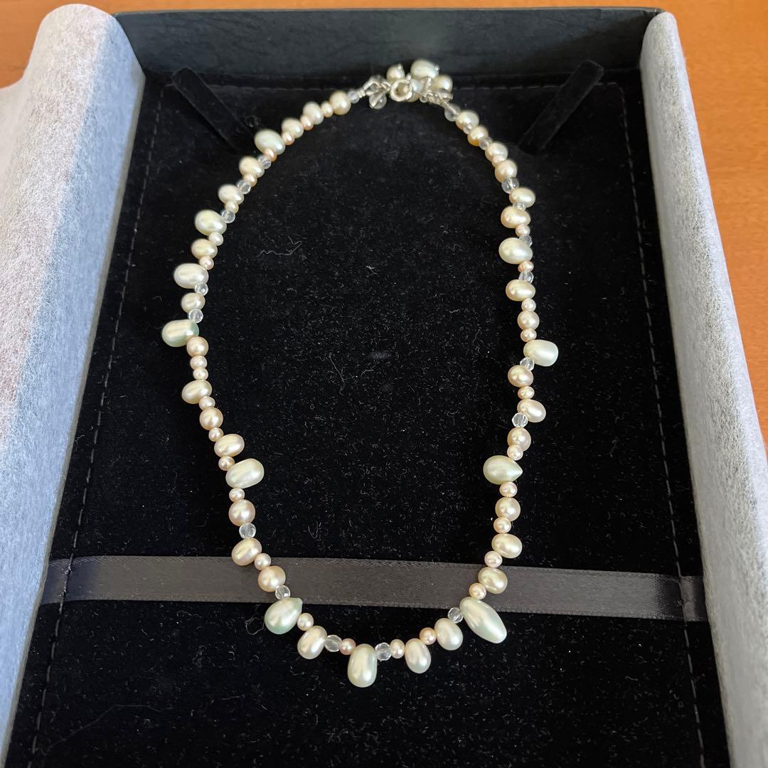 Freshwater pearl and Venetian necklace set with matching earrings used once for celebration