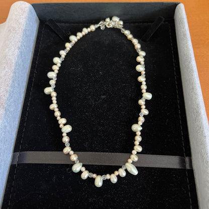Freshwater pearl and Venetian necklace set with matching earrings used once for celebration