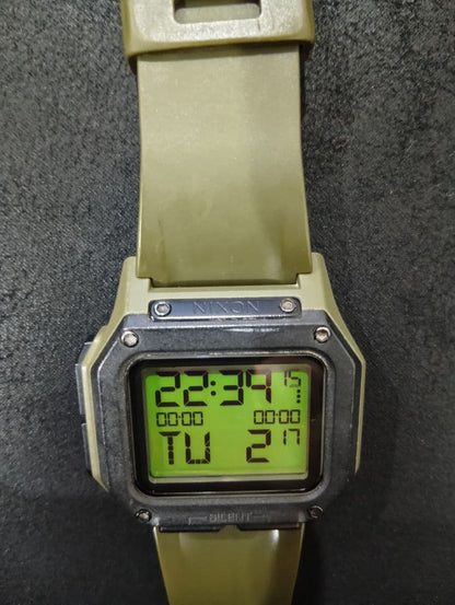 NIXON Regulus LCD Olive Green Digital Men's Watch — Japanese