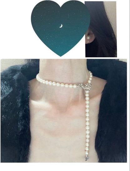 Yamato Eternal Elegance pearl jewelry set with 8mm pearls featuring a 48cm necklace and matching earrings