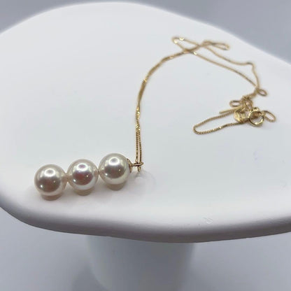 Azuka Pearl 3-Row Necklace with 8-8.5mm Akoya pearls on S925 gold Venetian chain