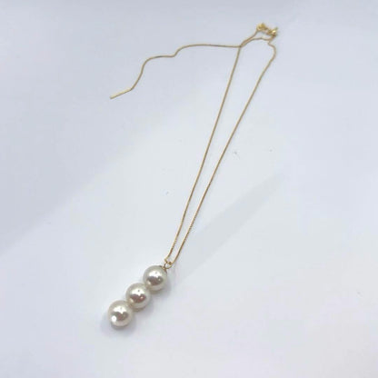 Azuka Pearl 3-Row Necklace with 8-8.5mm Akoya pearls on S925 gold Venetian chain