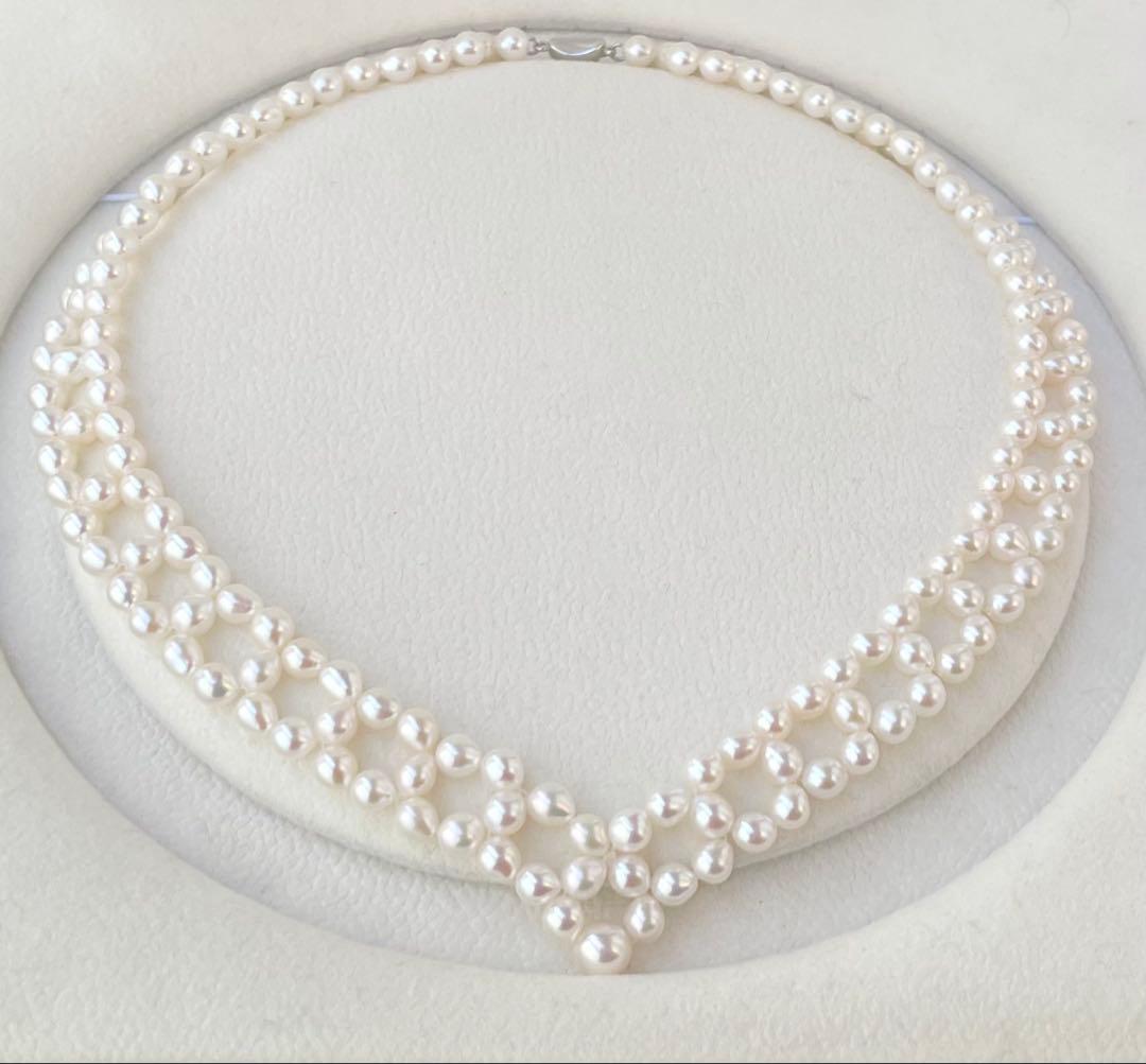 Mirror finish genuine Akoya pearl necklace with 6.2mm drop pearls and S925 silver clasp in V shape