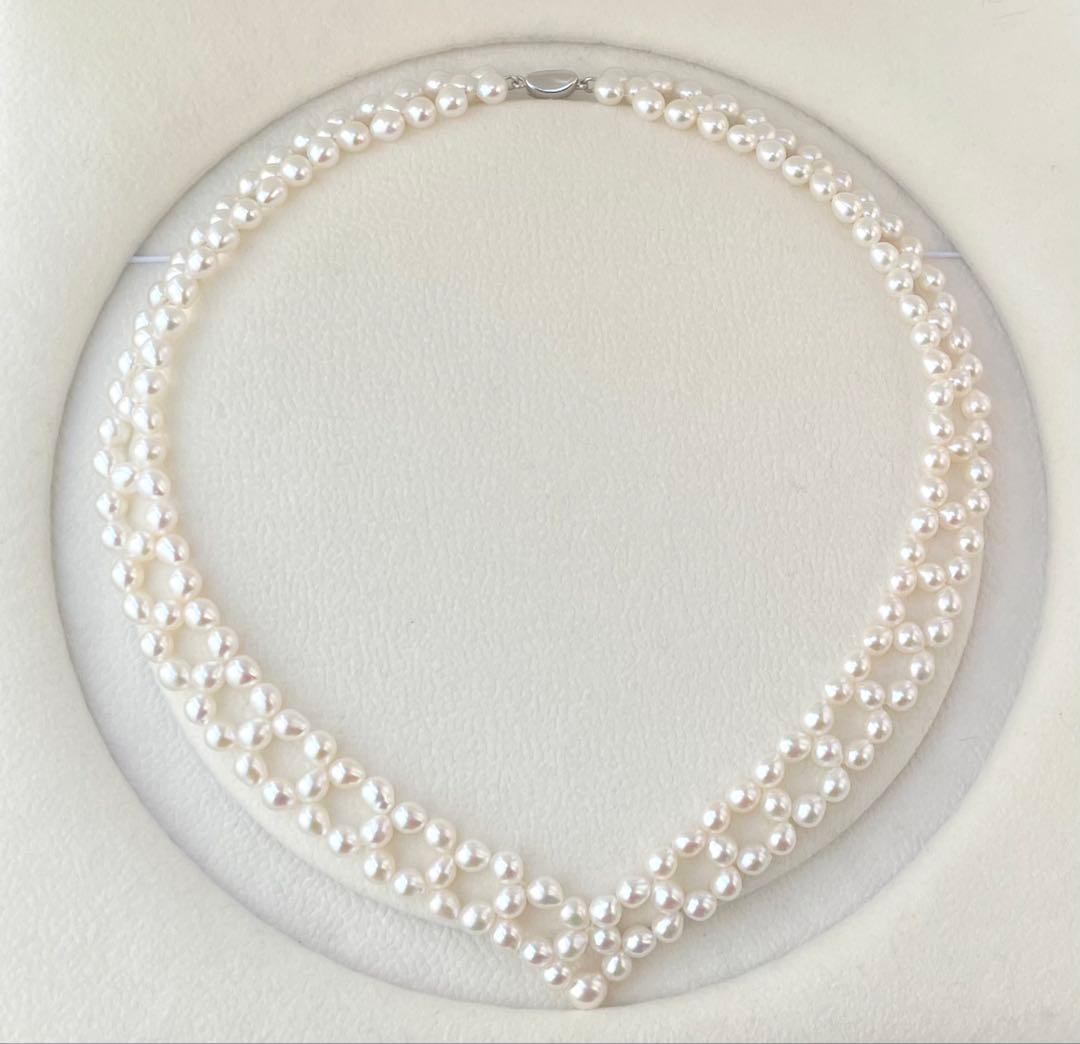 Mirror finish genuine Akoya pearl necklace with 6.2mm drop pearls and S925 silver clasp in V shape