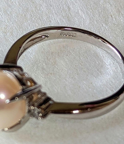 Akoya pearl necklace, platinum ring size 11, and matching earrings set with silver clasp