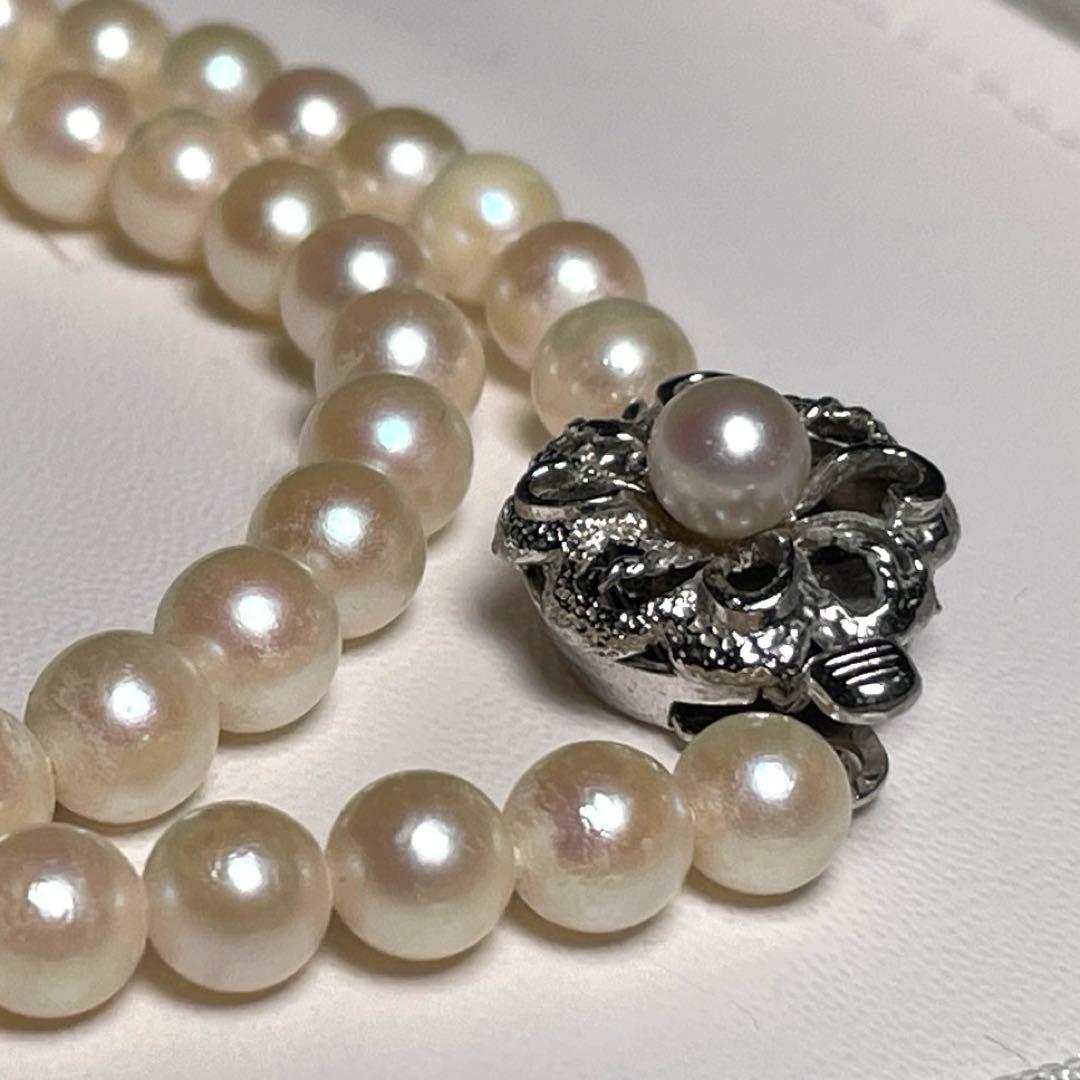 Akoya pearl baby pearl necklace with 5.5-5.9mm round white pearls on a 42.1cm silver chain