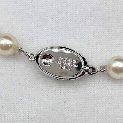 Aqoya Pearl Hanadama necklace with white pearls sized 6.5-7mm and silver clasp