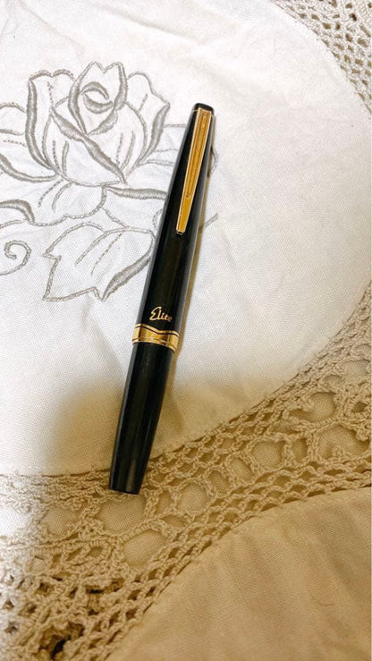 Pilot F 14K 585 fountain pen with gold engraving and sleek black body