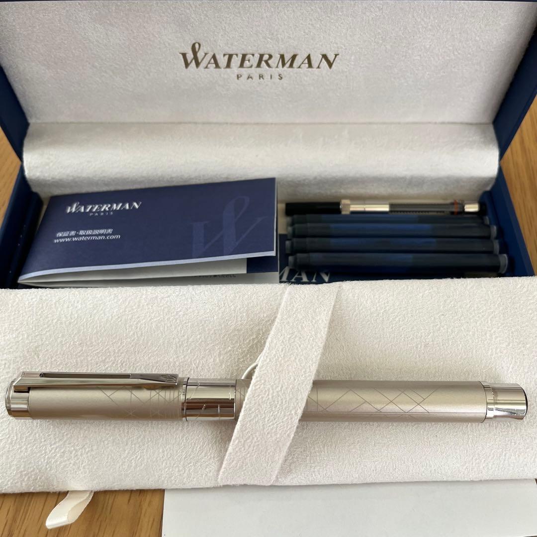 Waterman Perspective Fountain Pen in Champagne CT finish with stainless steel fine nib and France engraving