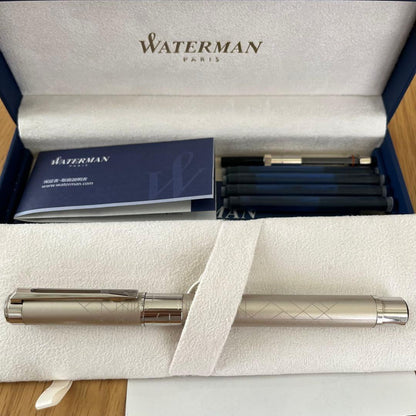 Waterman Perspective Fountain Pen in Champagne CT finish with stainless steel fine nib and France engraving