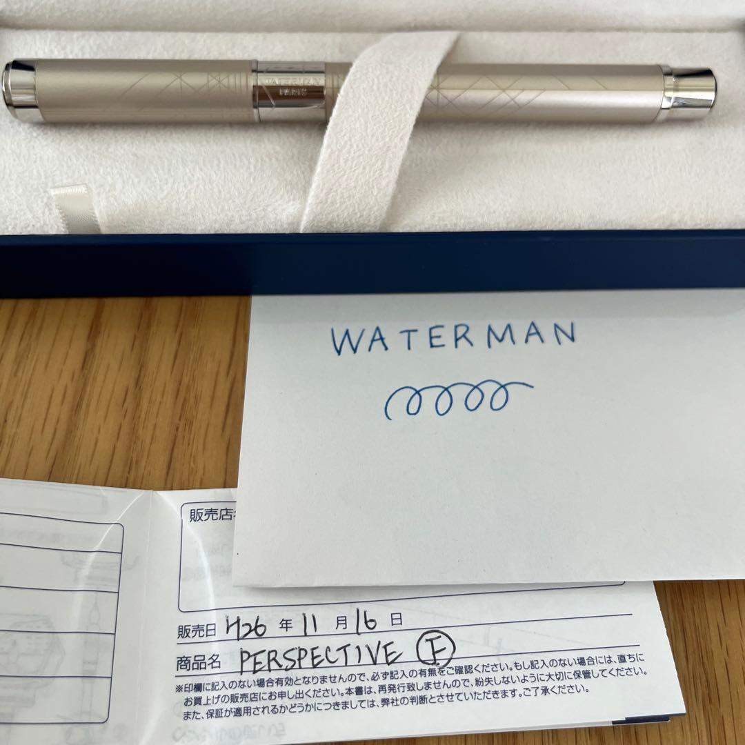 Waterman Perspective Fountain Pen in Champagne CT finish with stainless steel fine nib and France engraving
