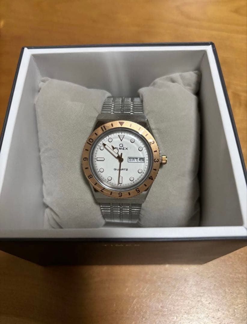 TIMEX Q Timex 36mm White Gold Quartz Men's Watch — Japanese