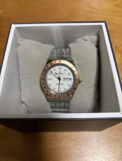 TIMEX Q Timex 36mm White Gold Quartz Men's Watch — Japanese