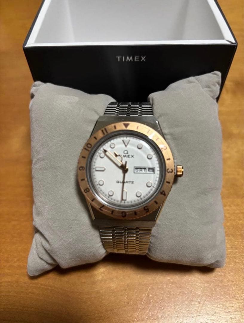 TIMEX Q Timex 36mm White Gold Quartz Men's Watch — Japanese