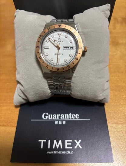 TIMEX Q Timex 36mm White Gold Quartz Men's Watch — Japanese