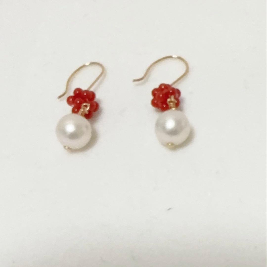 Mediterranean Blood Red Coral and Akoya Pearl necklace and earring set with K18 gold and certification