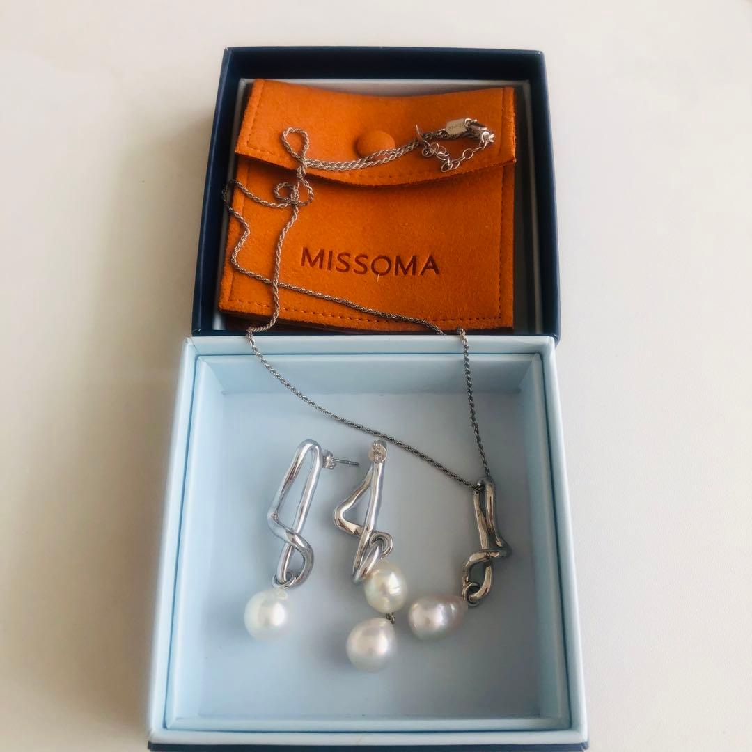 MISSOMA Molten Baroque Pearl Necklace with 30mm x 12mm pendant on 22-inch gold chain