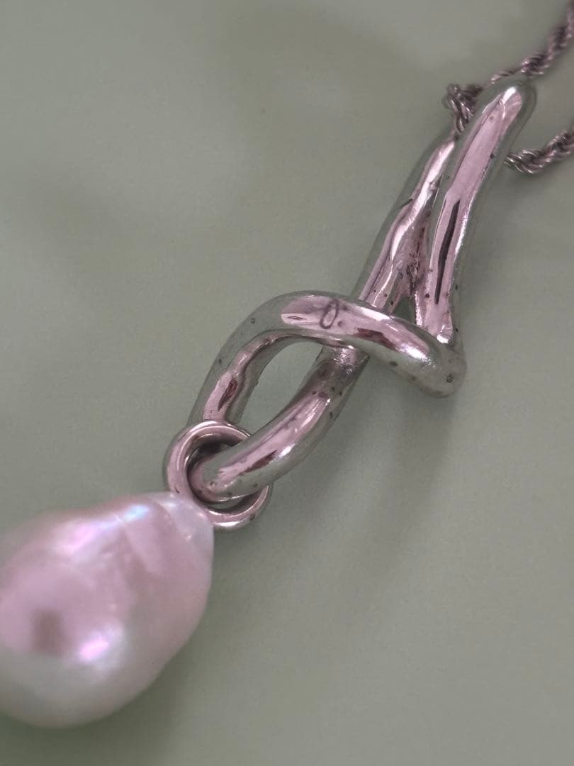 MISSOMA Molten Baroque Pearl Necklace with 30mm x 12mm pendant on 22-inch gold chain