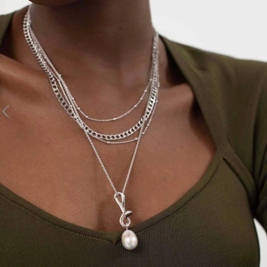 MISSOMA Molten Baroque Pearl Necklace with 30mm x 12mm pendant on 22-inch gold chain