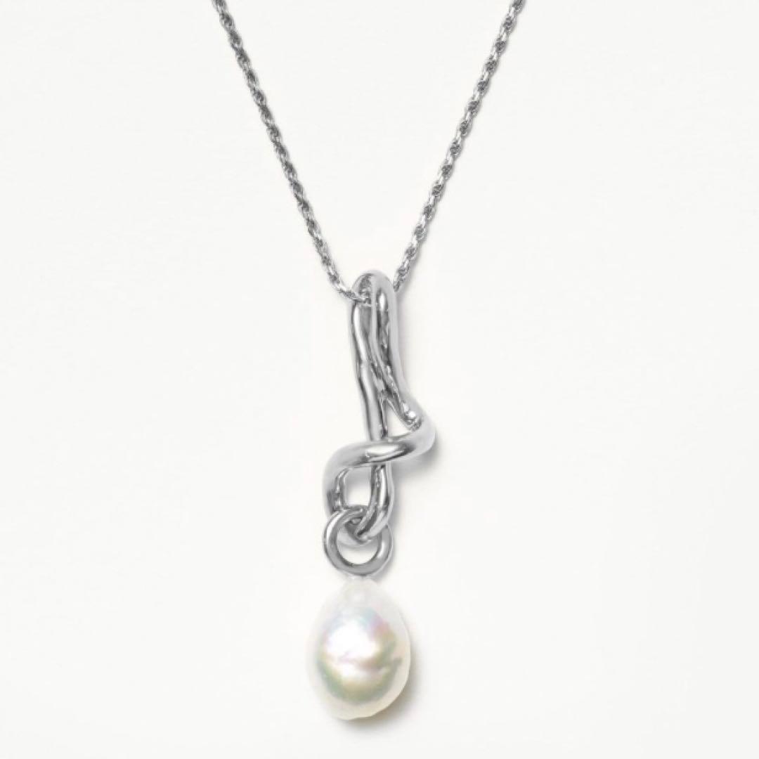 MISSOMA Molten Baroque Pearl Necklace with 30mm x 12mm pendant on 22-inch gold chain