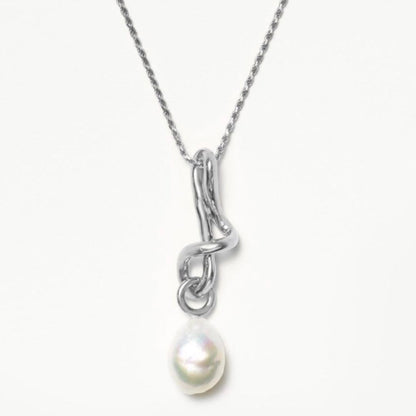 MISSOMA Molten Baroque Pearl Necklace with 30mm x 12mm pendant on 22-inch gold chain