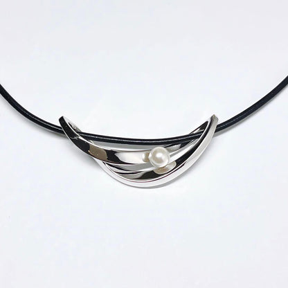 MIKIMOTO pearl necklace choker with 6.2mm pearls and sterling silver M charm on a 43.5cm adjustable chain