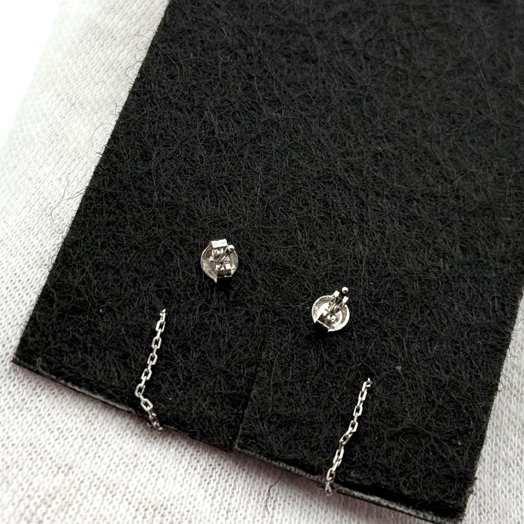 Agete K10WG necklace and earring set featuring blue stones with 40 cm necklace length