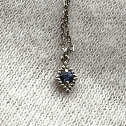 Agete K10WG necklace and earring set featuring blue stones with 40 cm necklace length