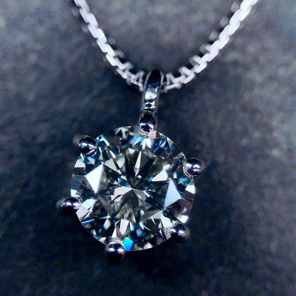 Tasaki Single Diamond Necklace with 0.55 carats diamond set in platinum, 45 cm chain, and 5.6 mm pendant width