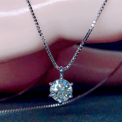 Tasaki Single Diamond Necklace with 0.55 carats diamond set in platinum, 45 cm chain, and 5.6 mm pendant width