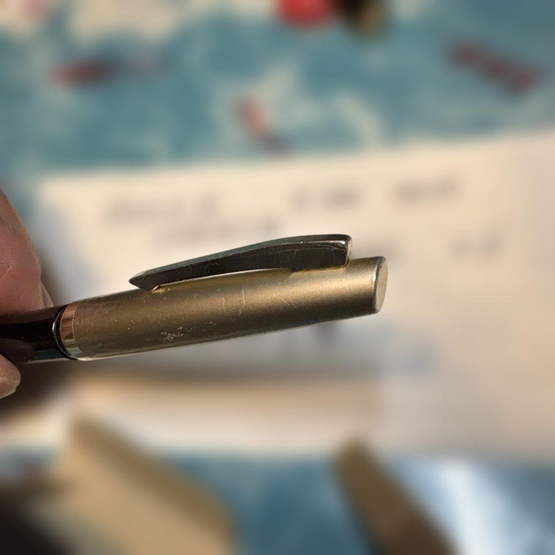 Pilot E-300 GU17 limited edition fountain pen with 14K gold coarse nib and black barrel shown writing characters