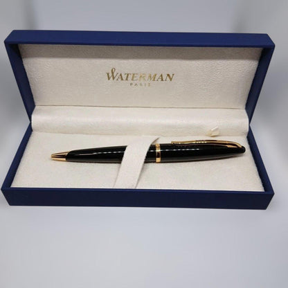 WATERMAN KAREN Black Seagull GTBP ballpoint pen with gold decoration and matching black dedicated case