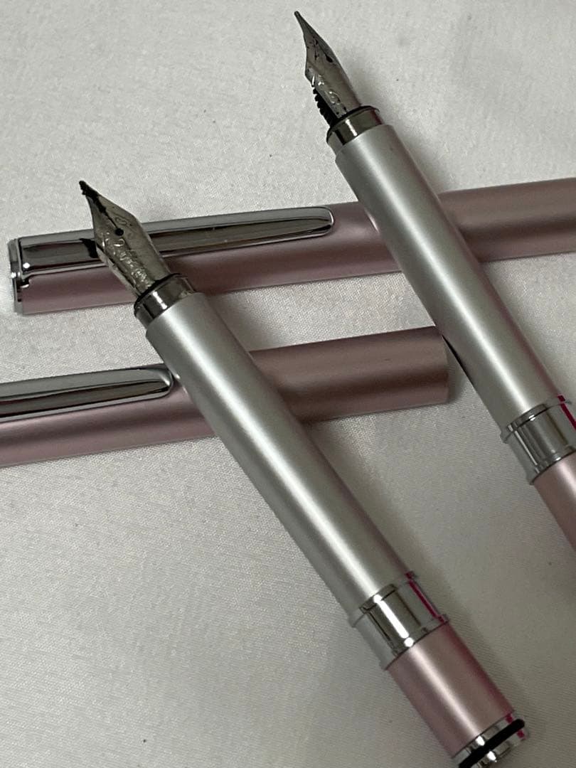 Pilot Platinum Multi-Pen Set 20230831 with pink fountain pen and brown iridium point pens, cap not closing