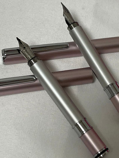 Pilot Platinum Multi-Pen Set 20230831 with pink fountain pen and brown iridium point pens, cap not closing