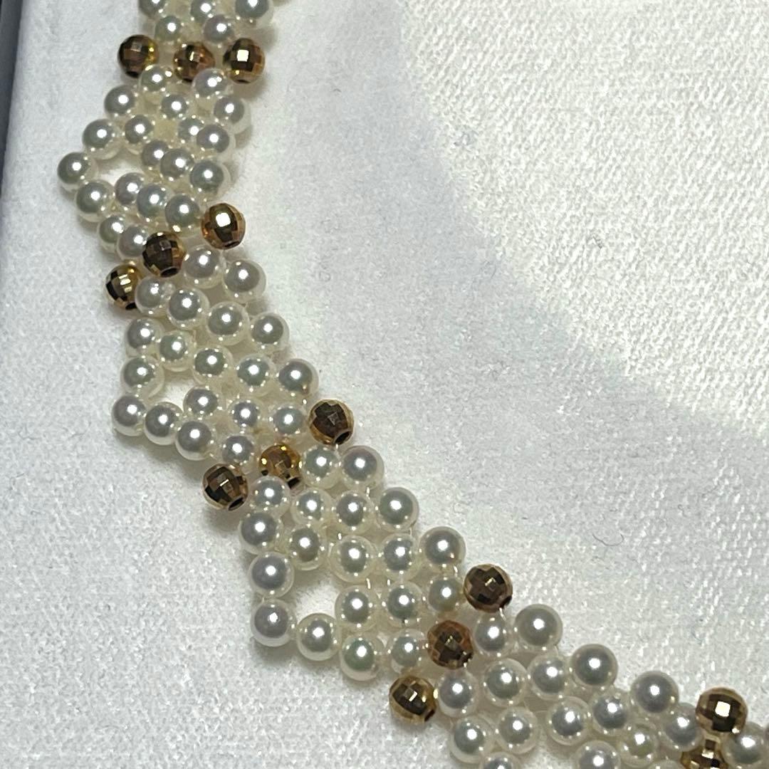 K14 Akoya pearl necklace choker weighing 32.1g with 38.5cm length displayed on white background