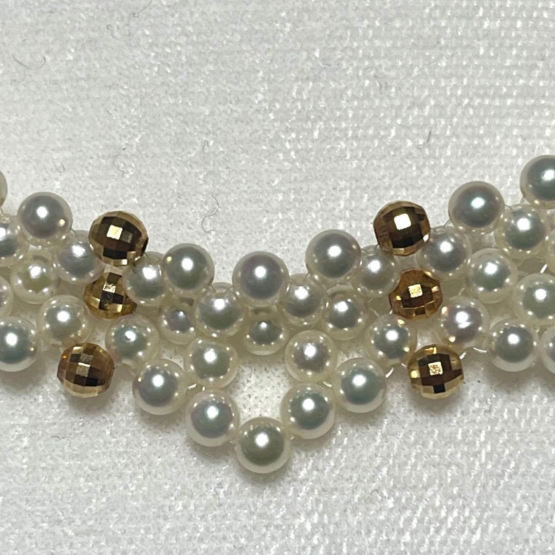 K14 Akoya pearl necklace choker weighing 32.1g with 38.5cm length displayed on white background